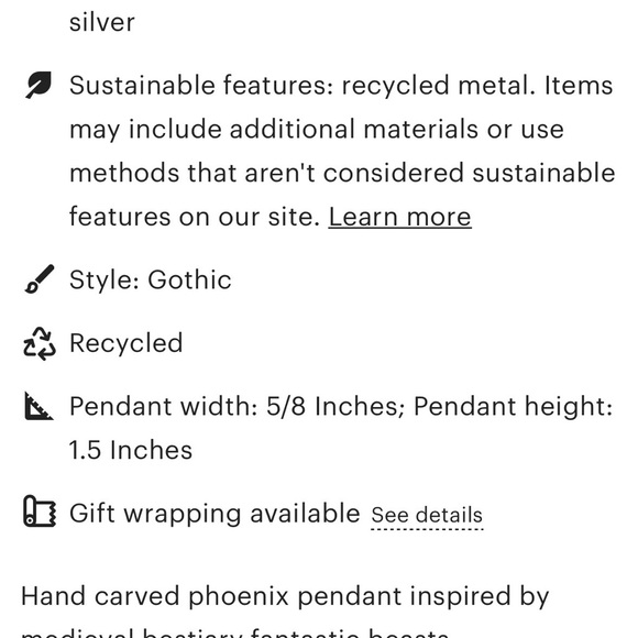 Gold Phoenix Pendant Necklace - Picture 7 of 8